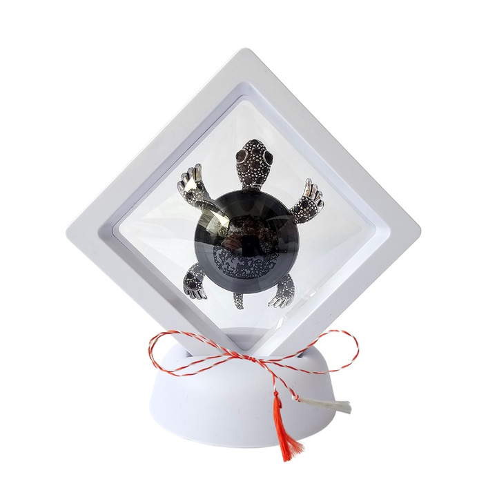 Brosa martisor Broasca Testoasa cu cristale albastre