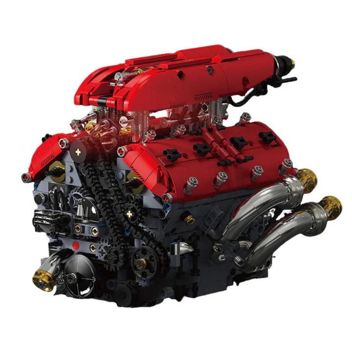 Конструктор, Градивни блокове V8 Turbo с електрическо задвижване, 1370 части, 4-степенна скоростна кутия, акумулаторен двигател, за деца над 8 години