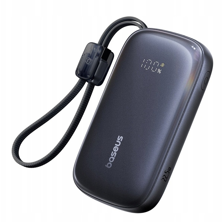 Baterie externa Power Bank EnerFill FC21 Qpow 3 Ultra (E0027M00) with Detachable Cable, 20000mAh, 22.5W, USB, USB C Cosmic Black Negru