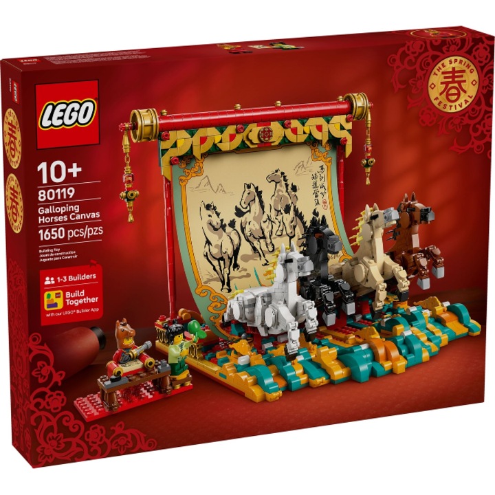 Set de construcție LEGO 80119 Pictura cu cai în galop, 6 ani