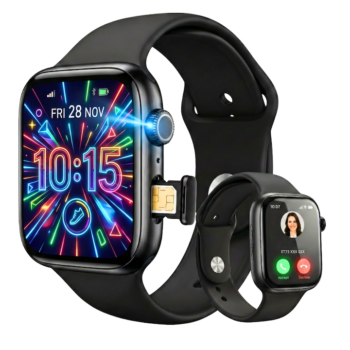 Детски смарт часовник 4G Zenivo, AMOLED, Включен протектор за екран, SPY и GPS наблюдение, SIM карта, Функция за телефон, Училищен режим, WhatsApp, TikTok, Камера, Водоустойчив, Румънски език, Android и iOS, Крачкомер, Аларма, Съобщения, APP store