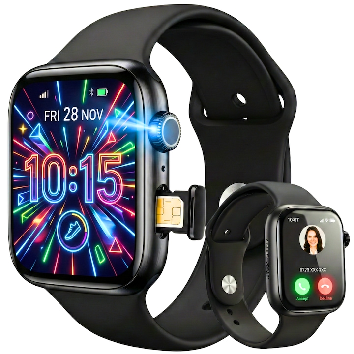 Ceas smartwatch copii GPS 4G Zenivo, AMOLED, Folie Ecran inclusa, monitorizare SPION si GPS, SIM, Design Slim, Functie telefon, Mod Scoala, WhatsApp, TikTok, Camera Foto, Rezistent la apa, Limba Roman