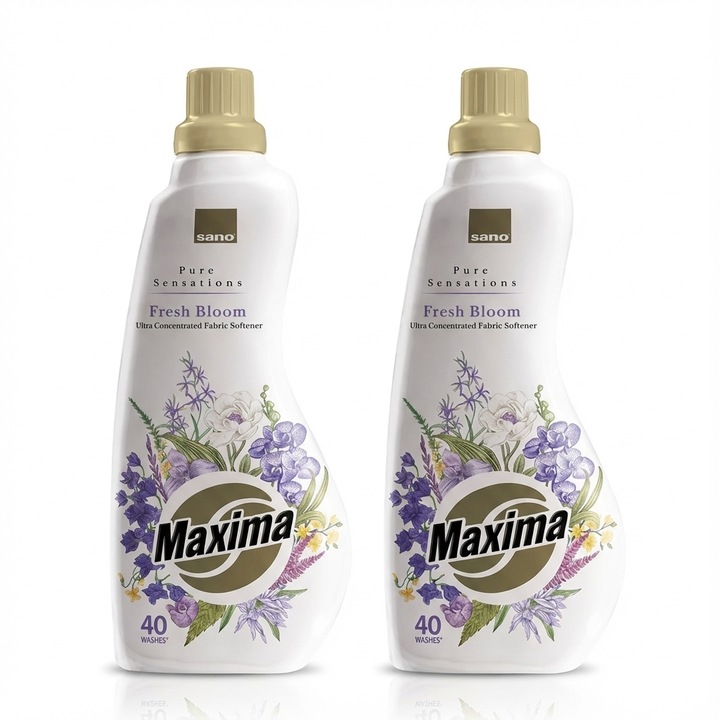 Pachet 2 x Balsam de rufe ultra concentrat Sano Fresh Bloom, 40 spalari, 1l