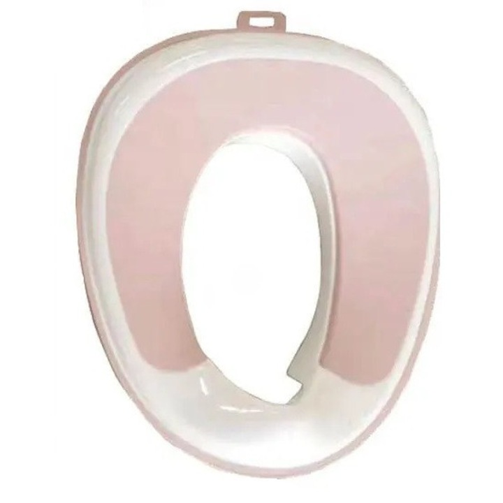 Reductor WC pentru copii Little Mom Pink, design ergonomic, antiderapant, cu suport de agatare, compatibilitate universala, pentru copii cu varsta pana la 7 ani, protectie impotriva stropilor