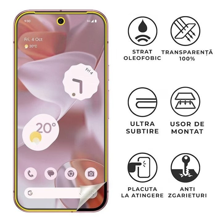 Folie Silicon compatibila cu Oppo Reno 12 Pro 5G, Silicon Hydrogel Regenerabil, Set complet pentru instalare