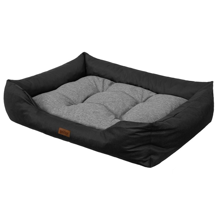 Culcus pentru caini BJIRD, model Puffy, 92x73cm, waterproof, negru grafit, cu saltea detasabila