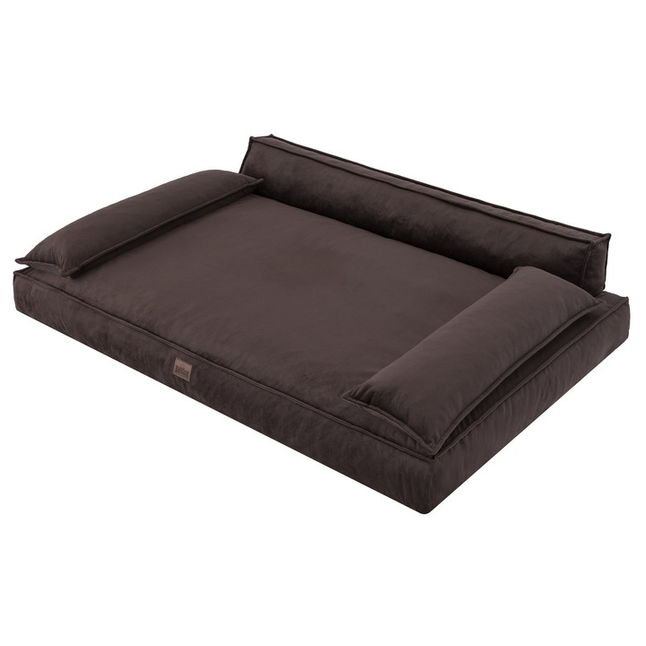 Culcus pentru caini BJIRD, 99x66cm, impermeabil, material Velvet, culoare maro, cu protectie spate