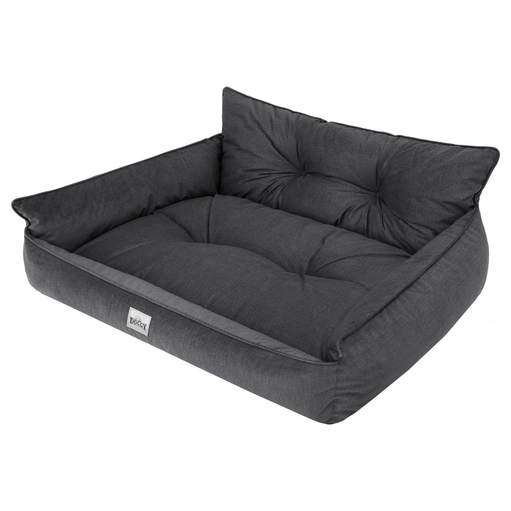 Culcus pentru caini BJIRD, model Joker Pikowane Fancy, material Fancy, design cu picioare inaltate, 132x106cm, gri