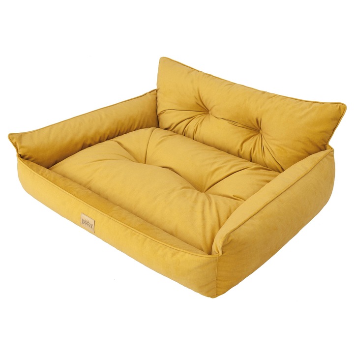 Culcus pentru caini BJIRD, model Joker Pikowane Fancy, material Fancy, galben, 82x63cm