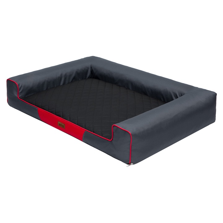 Culcus pentru caini BJIRD, model Victoria, waterproof, 118x78cm, gri cu saltea neagra