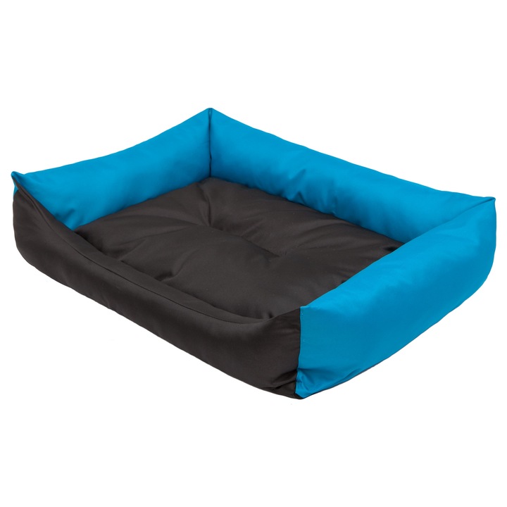 Culcus pentru caini BJIRD, 62x43cm, waterproof, usor de curatat, albastru cu negru, set