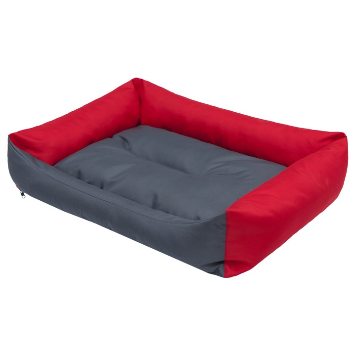 Culcus pentru caini BJIRD, waterproof, 82x60cm, rosu cu margini, gri matlasat, usor de curatat