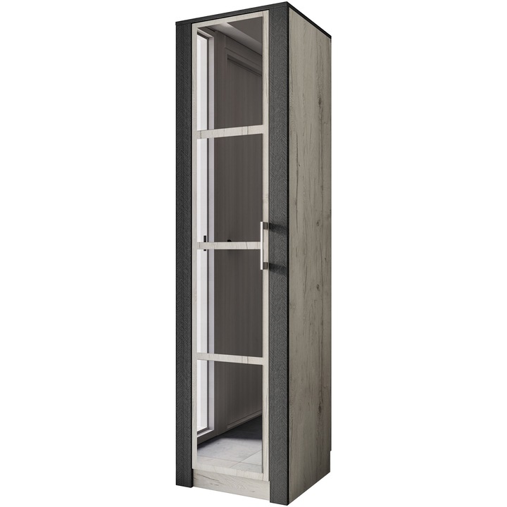 Pantofar/Dulap incaltaminte Irim Cubitus, 54x43x197 cm, oglinda, culoare stejar Piemona, Treviso