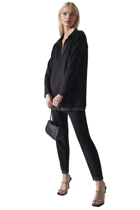 Compleu dama, HiCCUP, 2 piese, viscoza/poliester/elastan, negru