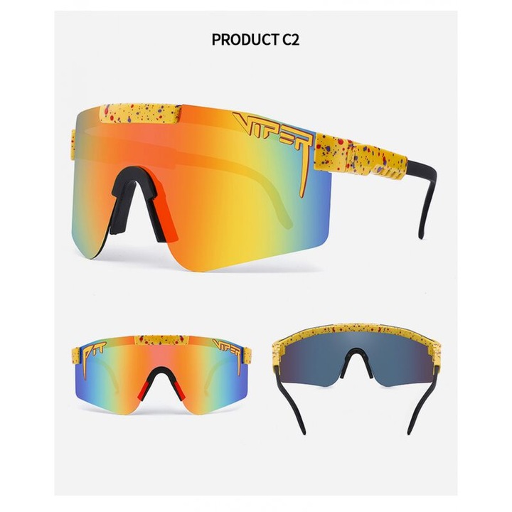 Поляризирани спортни слънчеви очила Pit Viper C2, 100% UV защита, лек дизайн, регулируеми, 19.3g, за дейности на открито