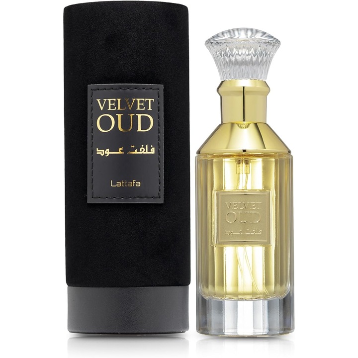 Lattafa Velvet Oud Eau De Parfum 100 ml – Parfum Unisex Oriental Lemnos cu Oud si Note Pieloase, Persistenta Mare