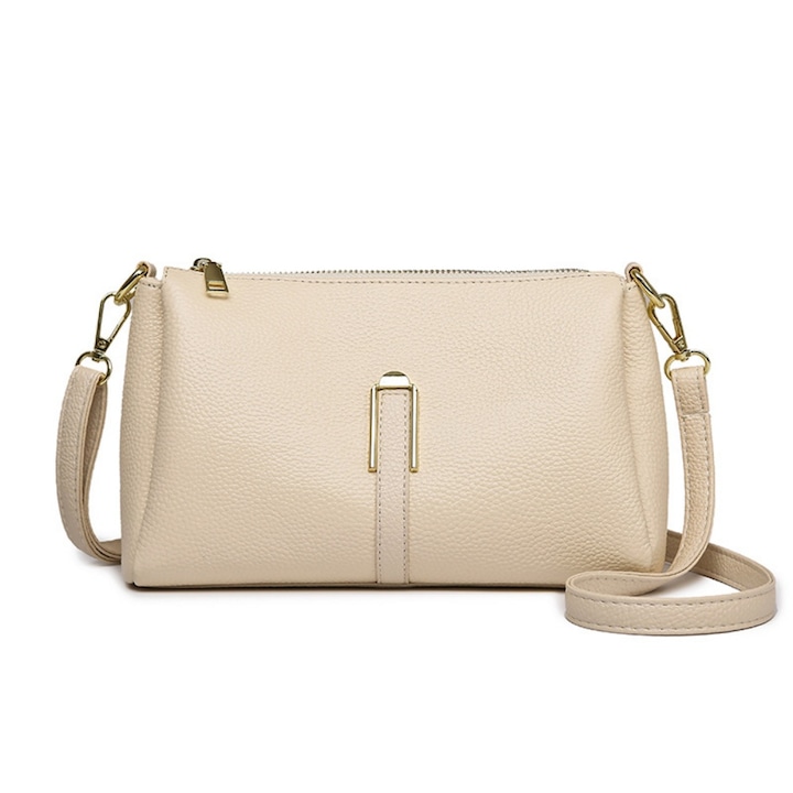 Висококачествена кожена чанта за през рамо, кремава – Ежедневна чанта, чанта за пътуване и ежедневна чанта за рамо