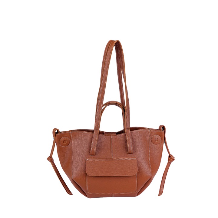 Geanta de Mana pentru Femei din PU, Geanta de Umar Eleganta cu Capacitate Mare, Stil Coreean Modern, 37x11x23cm, Design Ergonomic, Culoare Maro