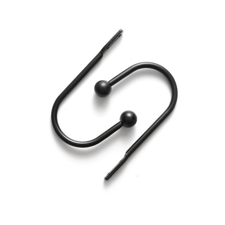 Set de 4 prinderi decorative pentru perdele, negru, dimensiuni variate, material metalic