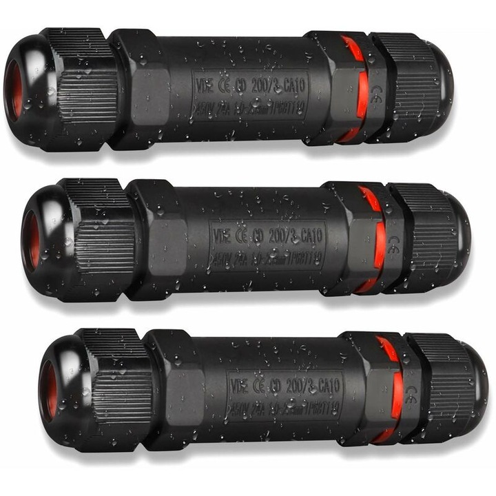 Cutie de jonctiune impermeabila, 3 bucati, IP68, pentru cabluri 1mm-13mm