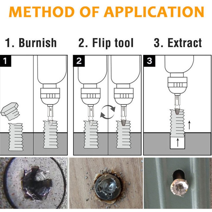 6 db-os csavarhúzó készlet sérült csavarokhoz, HSS 4341, ezüst, 8.4x6.2x1.7cm