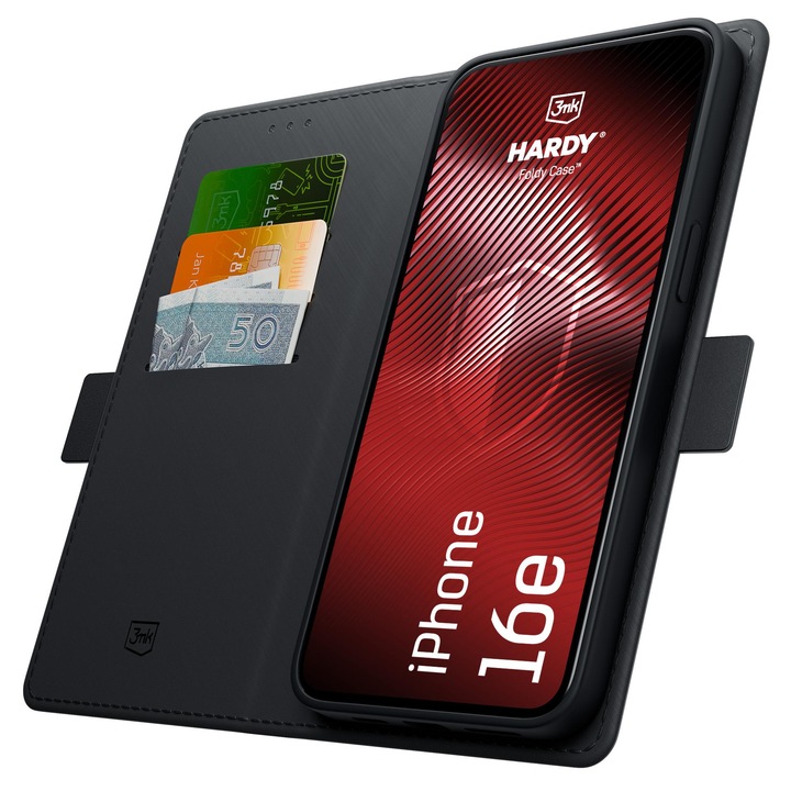 Husa cu clapeta pentru Apple iPhone 16E - 3mk HARDY® Foldy Case™