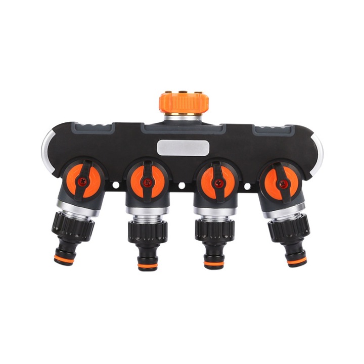 Distribuitor de apa 4 cai, accesorii irigare, material ABS si aliaj de aluminiu, ajustabil, pentru gradina