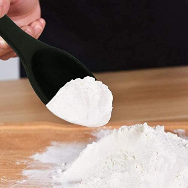 Set de 2 linguri de bucatarie din silicon, rezistente la caldura, non-adezive, fara BPA, 30cm, negre