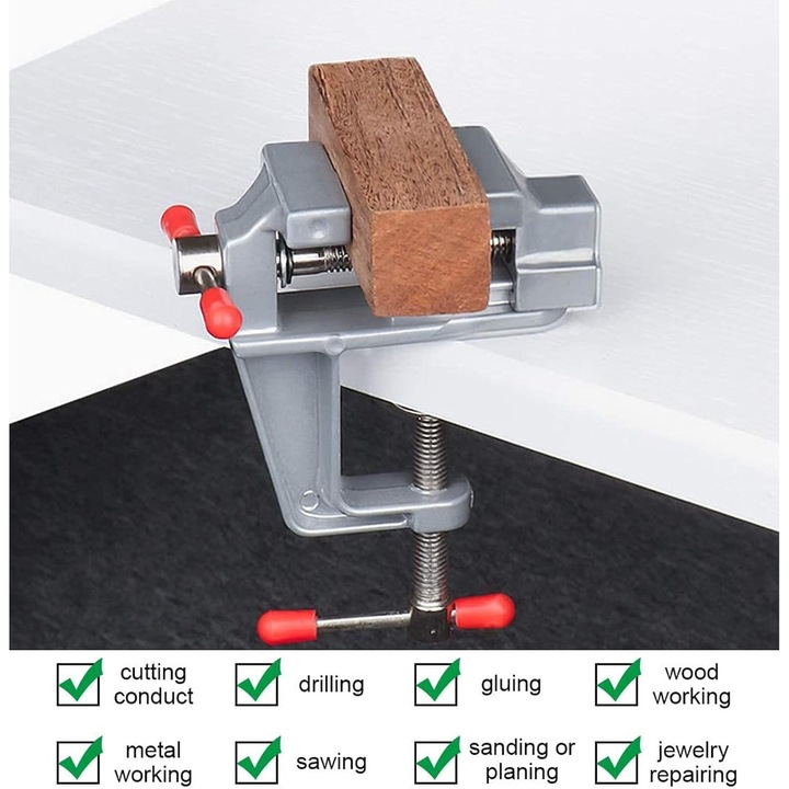 Set 2 Cleme Mini Ajustabile, Menghina din Aluminiu, 40mm latime, 79x92mm, Argintie