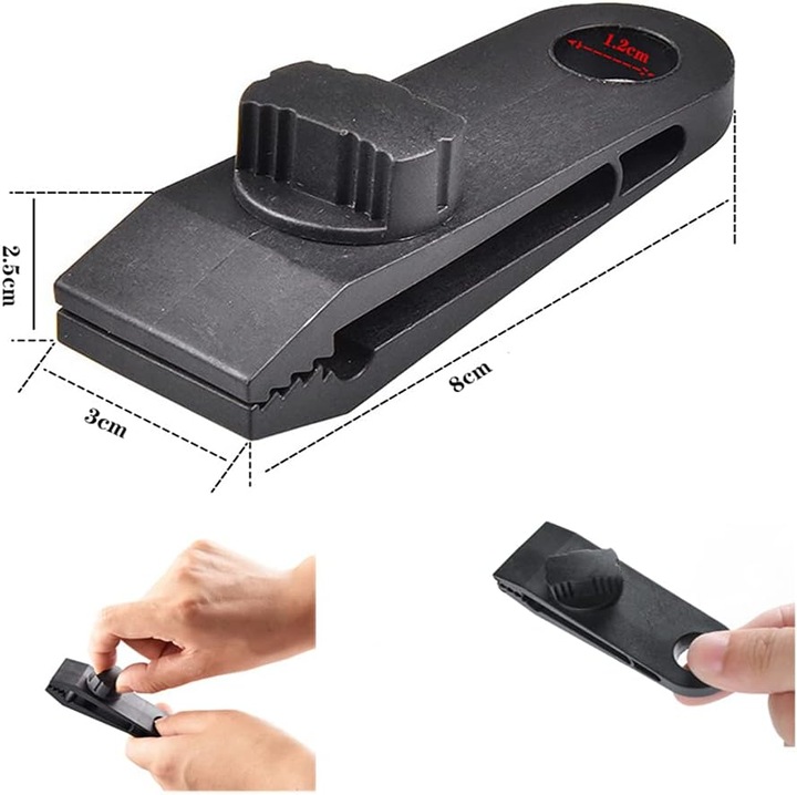 Set de 10 clips pentru prelata, accesorii corturi, elastice, 23x16.8x3.7cm, 350g