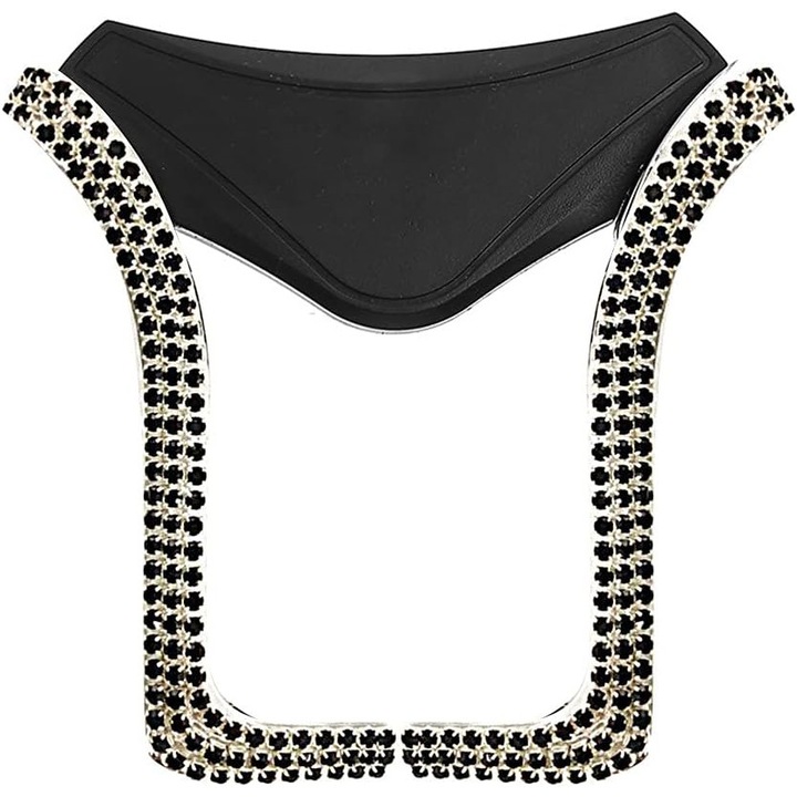 Suport auto pentru telefon, U-shaped, cu cristale, negru, 12x10cm, set 1 buc.