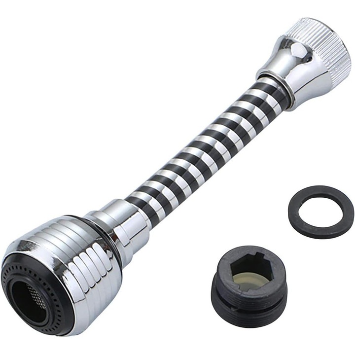 Spray pentru robinet de bucatarie, 360 grade, 2 moduri, crom, set 1 buc.