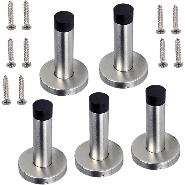 Set 5 opritoare de usa din otel inoxidabil cu cauciuc, 9cm
