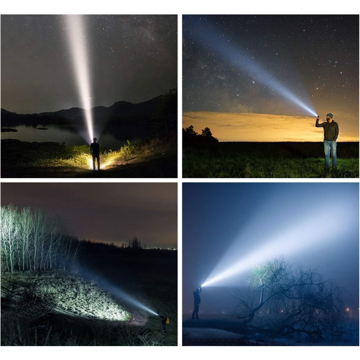 Lanterna portabila USB, 3000lm, 5 moduri de iluminare, impermeabila, pentru camping