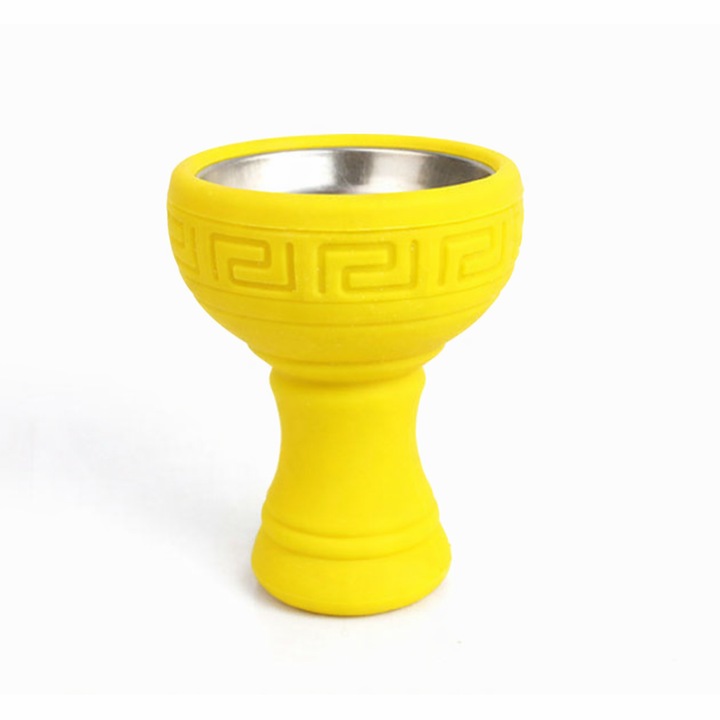 Creuzet Narghilea Din Silicon, Insertie Metalica, Galben