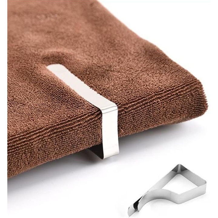 Скоби за покривка от неръждаема стомана, комплект от 12 броя, 6.5x3x1.2см, за партита и сватби