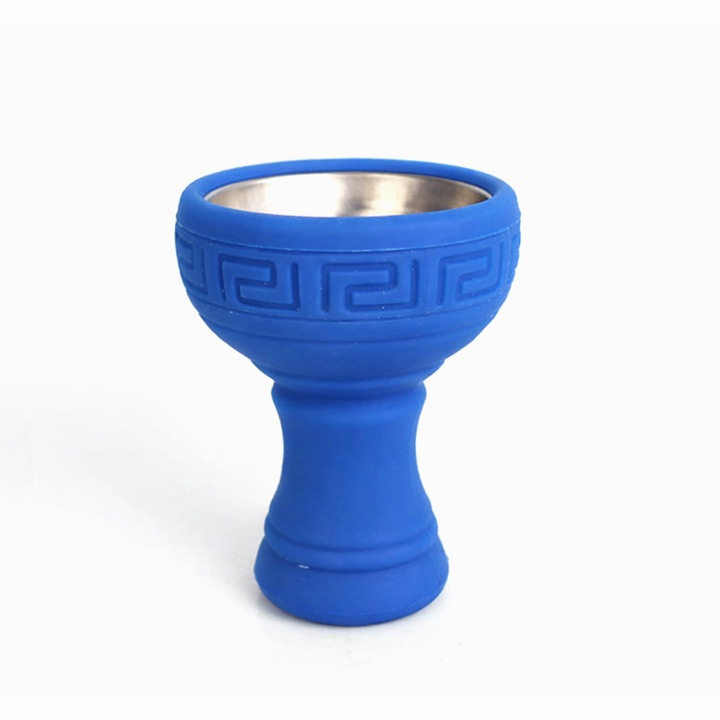 Creuzet Narghilea Din Silicon, Insertie Metalica, Albastru