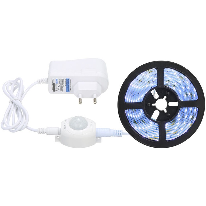5м LED лента със сензор за движение, топло бяла, гъвкава, за интериорно осветление