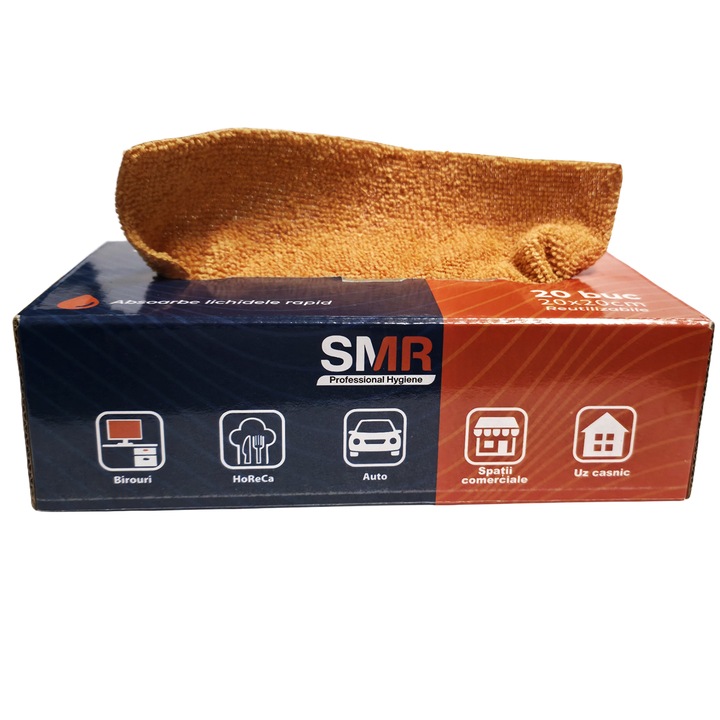 Lavete microfibra 20×20 cm – cutie pop-up, 20 buc/set, SMR