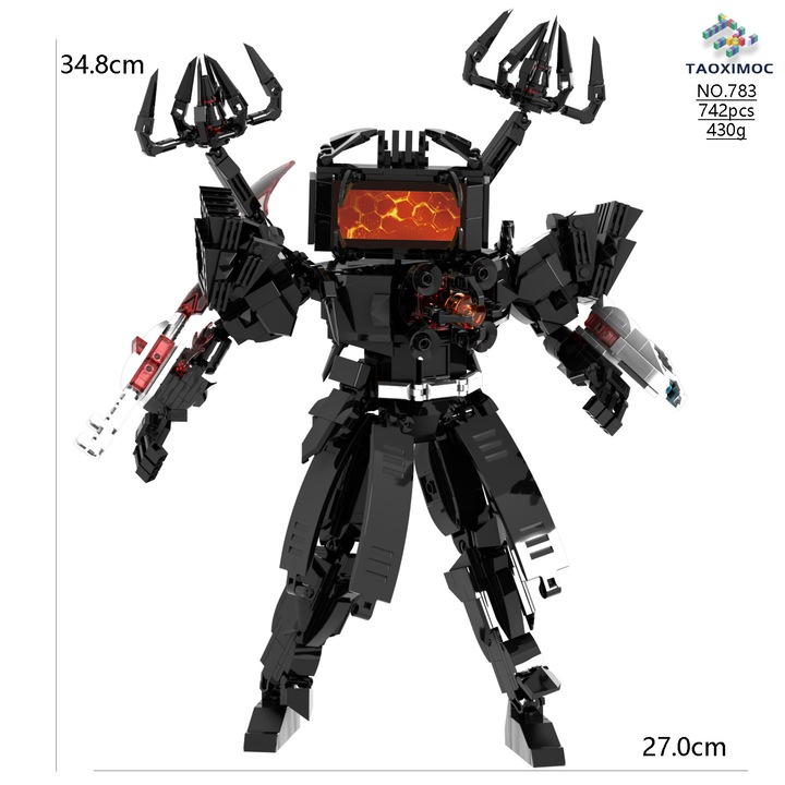 Фигурина, Monitor Toilet Man, модел 783, Titan Паразитен, черен, комплект MOC строителни блокчета