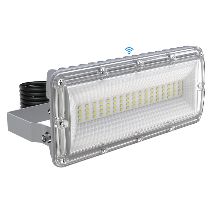 SUFUYA LED kültéri reflektor 50W, alkonykapcsolóval, 7000 lm, 6500K hideg fehér, IP67, 180°-ban állítható szög, kertbe és udvarra