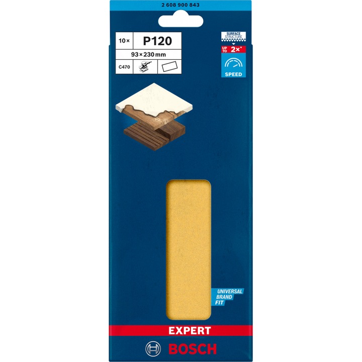 Smirghel EXPERT C470 fara orificii pentru slefuitoare orbitale, 93 x 230 mm, G 120, 10 buc