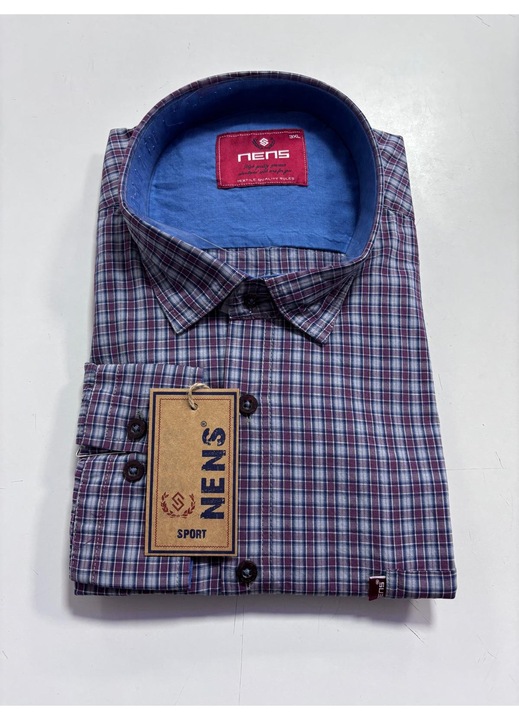 Camasa cu maneca lunga pentru barbati, Regular fit, Model cu carouri, Nens, Marimea 3XL