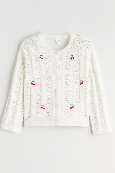 LC WAIKIKI, Cardigan cu decolteu rotund si nasturi, Alb murdar