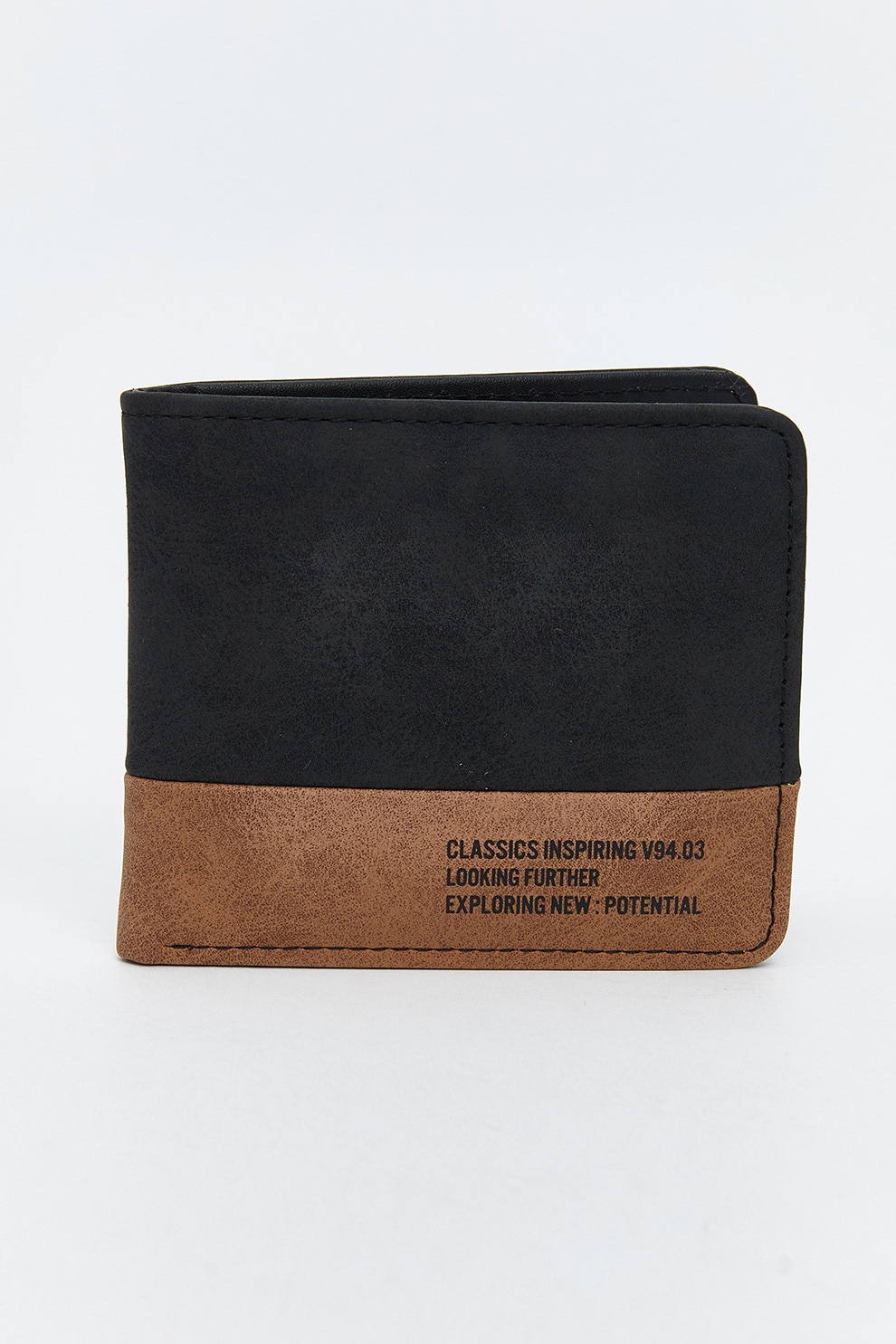 LC WAIKIKI, Portofel pliabil din piele ecologica, Maro scortisoara, Gri antracit