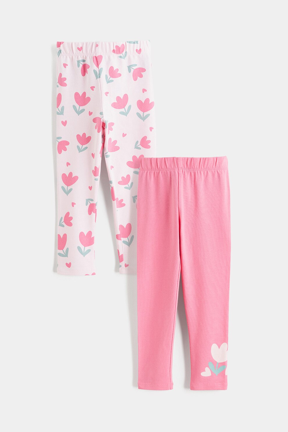 LC WAIKIKI, Set de colanti cu imprimeu floral - 2 perechi, Alb, Roz, 98-104 CM