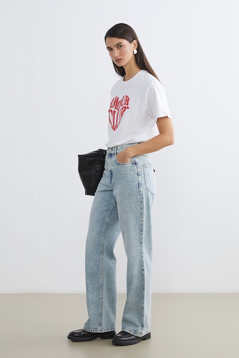 LC WAIKIKI, Blugi drepti cu talie inalta, Albastru deschis