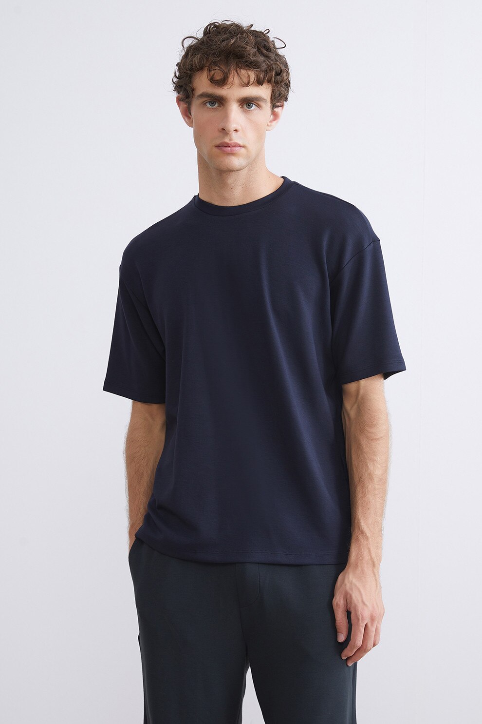 LC WAIKIKI, Tricou lejer cu decolteu la baza gatului, Bleumarin, L