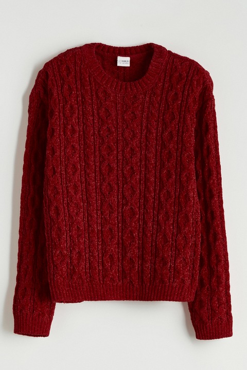 LC WAIKIKI, Pulover tricotat cu decolteu la baza gatului, Rosu inchis