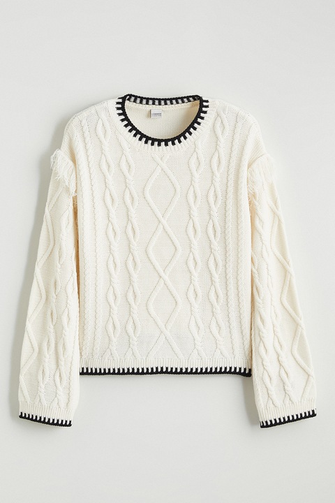 LC WAIKIKI, Pulover tricotat cu decolteu la baza gatului, Alb murdar